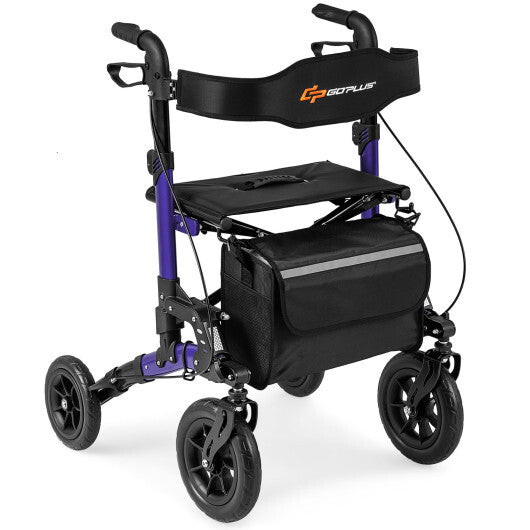 Rollator Walker for Seniors Folding Rolling Walker with Seat-Purple