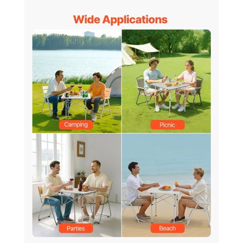 Folding Camping Table, Portable Roll Up Side Tables, Small Lightweight Aluminum Beach Table, Compact with Carry Bag, for Outdoor Cooking, Tailgating, Grilling, Picnic, Travel, Silver