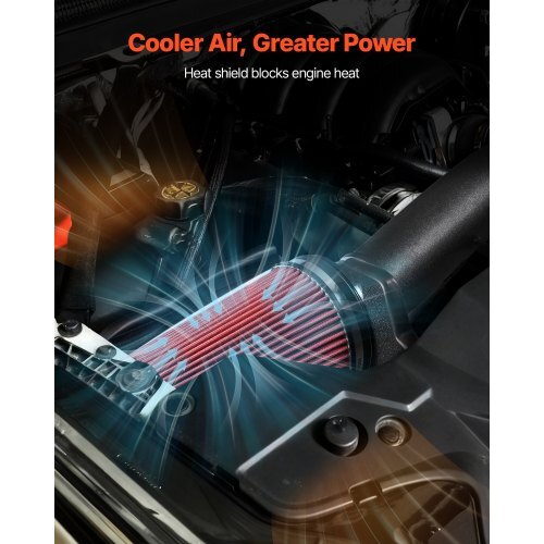 Cold Air Intake, 3.9 Inch Cold Air Intake System + Heat Shield Compatible with 1999-2006 Chevy Silverado/GMC Sierra 1500 V8 4.8L/5.3L, High Flow Filter Kit Improve Horsepower, Throttle Response