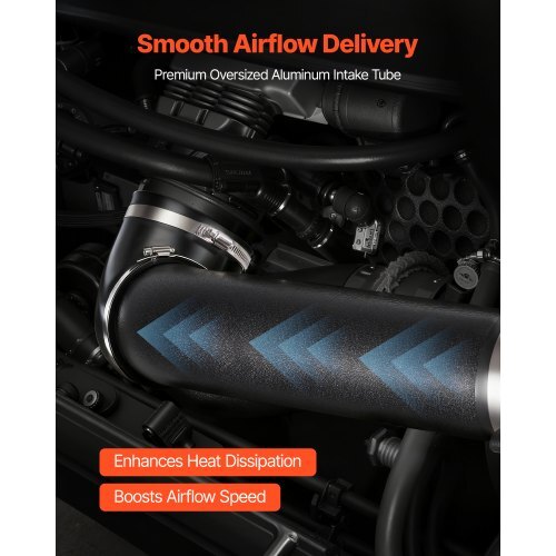 Cold Air Intake, 3.9 Inch Cold Air Intake System + Heat Shield Compatible with 1999-2006 Chevy Silverado/GMC Sierra 1500 V8 4.8L/5.3L, High Flow Filter Kit Improve Horsepower, Throttle Response