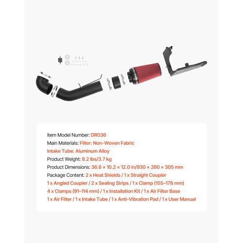 Cold Air Intake, 3.9 Inch Cold Air Intake System + Heat Shield Compatible with 1999-2006 Chevy Silverado/GMC Sierra 1500 V8 4.8L/5.3L, High Flow Filter Kit Improve Horsepower, Throttle Response