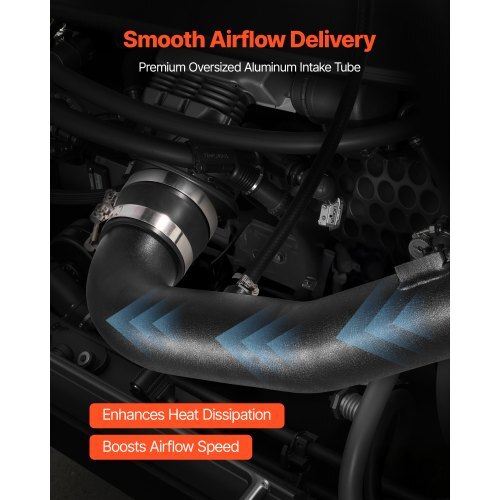 Cold Air Intake, 3.5 Inch Cold Air Intake System + Heat Shield Compatible with 2009-2013 Chevy Silverado/GMC Sierra 1500 4.8L/5.3L/6.2L, High Flow Filter Kit Improve Horsepower/Throttle Response