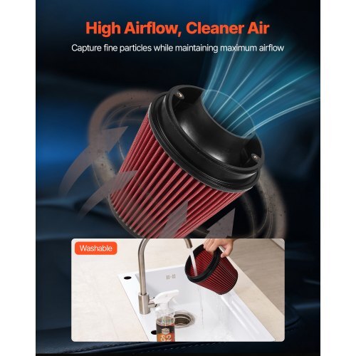 Cold Air Intake, 3.5 Inch Cold Air Intake System + Heat Shield Compatible with 2009-2013 Chevy Silverado/GMC Sierra 1500 4.8L/5.3L/6.2L, High Flow Filter Kit Improve Horsepower/Throttle Response