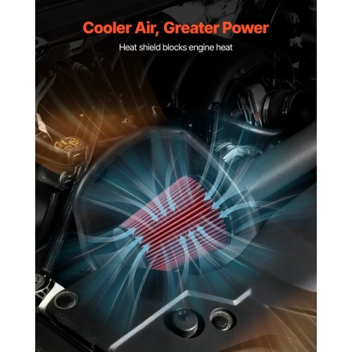 Cold Air Intake, 3.5 Inch Cold Air Intake System + Heat Shield Compatible with 2014-2018 Chevy Silverado/GMC Sierra, 2015-2020 Cadillac Escalade 6.2L, High Flow Filter Kit Improved Horsepower