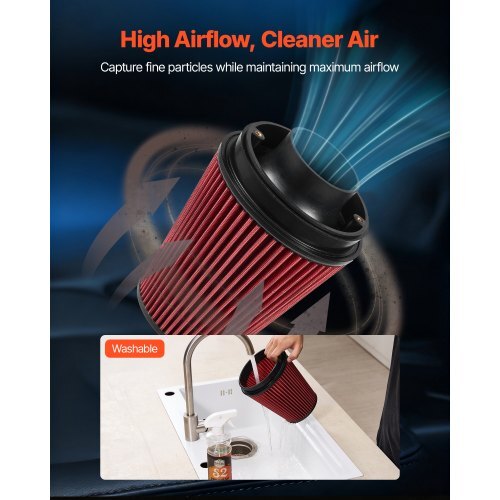 Cold Air Intake, 3.5 Inch Cold Air Intake System + Heat Shield Compatible with 2014-2018 Chevy Silverado/GMC Sierra, 2015-2020 Cadillac Escalade 6.2L, High Flow Filter Kit Improved Horsepower