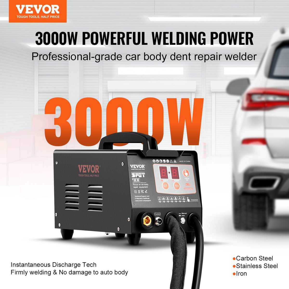 Spot Welder Dent Puller, 3KW Stud Welder Dent Repair Kit with 2 Welding Guns, Auto/Manual Welding & 7 Modes, 110V Auto Body Spot Welding Dent Repair Machine for Car, Truck Dent Repair