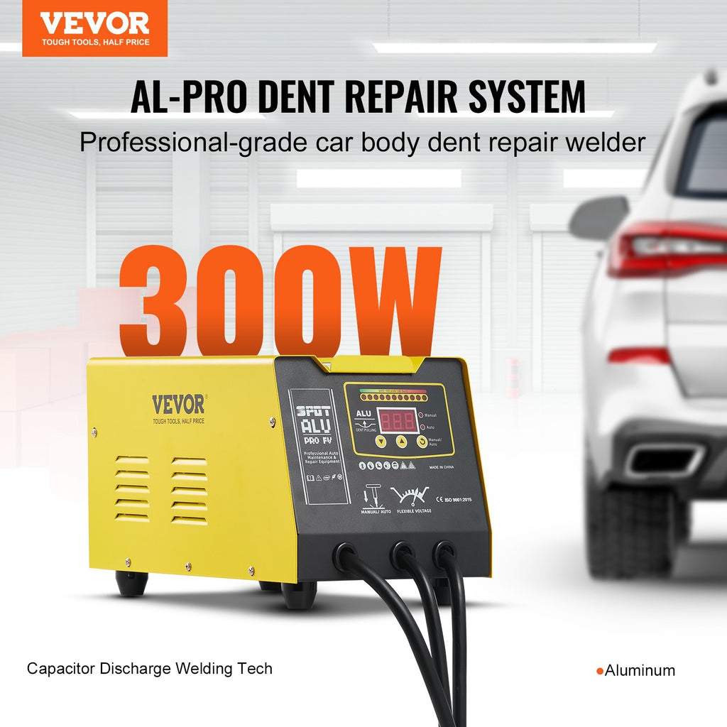 Spot Welder Dent Puller, 300W Stud Welder Dent Repair Kit with Heat Gun, Auto/Manual Welding Mode, 110V Auto Body Spot Welding Dent Repair Machine for Aluminum Car Body Panels Repair