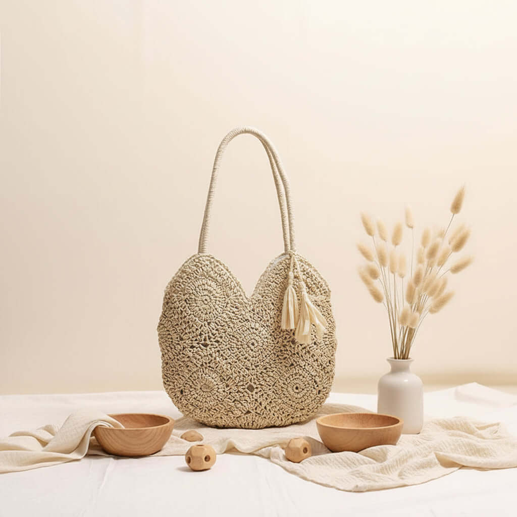 Large Capacity Straw Bag Shoulder Woven Bag