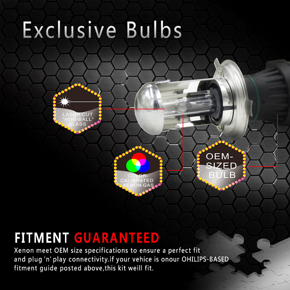2pcs 55W H4 HID Bi-Xenon HI/LOW Headlight Bulbs Conversion KIT 3000-12000K