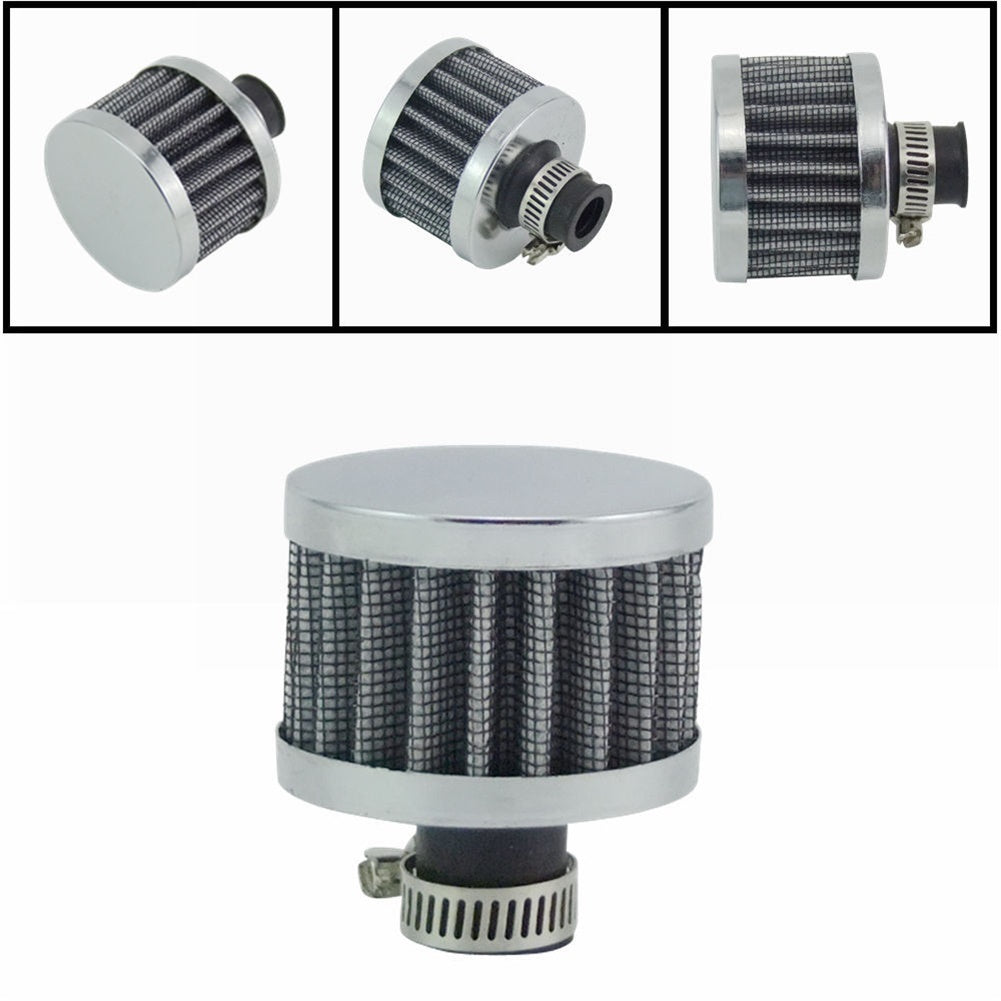 12mm Air Filter Motorcycle Turbo Vent Crankcase Breather Electroplate Black and White