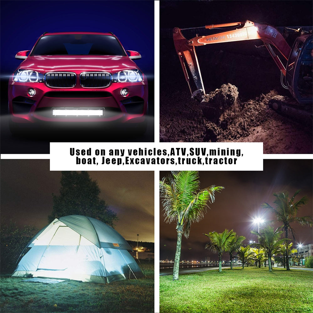8" 60W LED Work Light Lightbar LED Headlights Spotlight Floodlights Fog Lamps black_8 inch