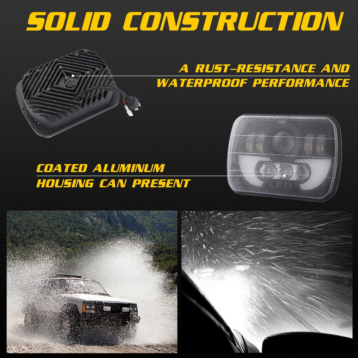 300W 7 inch 30000LM LED Headlight for Off-road Truck Vehicle 6000K white + Amber _1pc