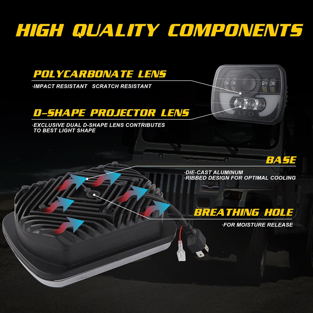300W 7 inch 30000LM LED Headlight for Off-road Truck Vehicle 6000K white + Amber _1pc