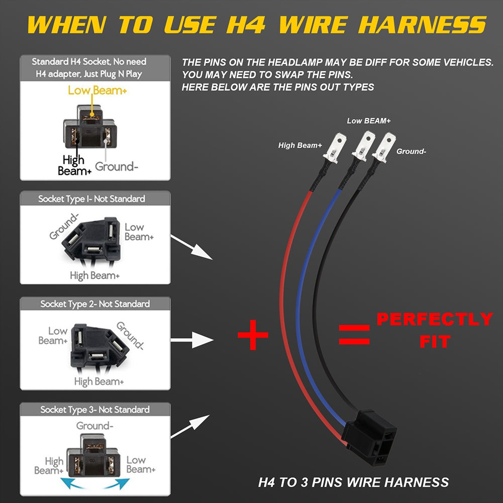 300W 7 inch 30000LM LED Headlight for Off-road Truck Vehicle 6000K white + Amber _1pc