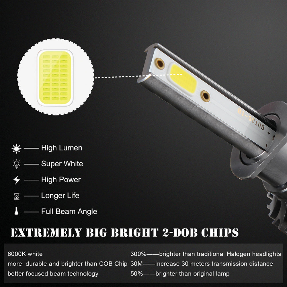 2PCS Mini Car LED Headlight Bulb H1 H7 H8/H9/H11 9005/HB3 9006/HB4 H4/HB2/9003 Hi/Lo 72W 10000LM 6000K Car Headlamp 9005/HB3