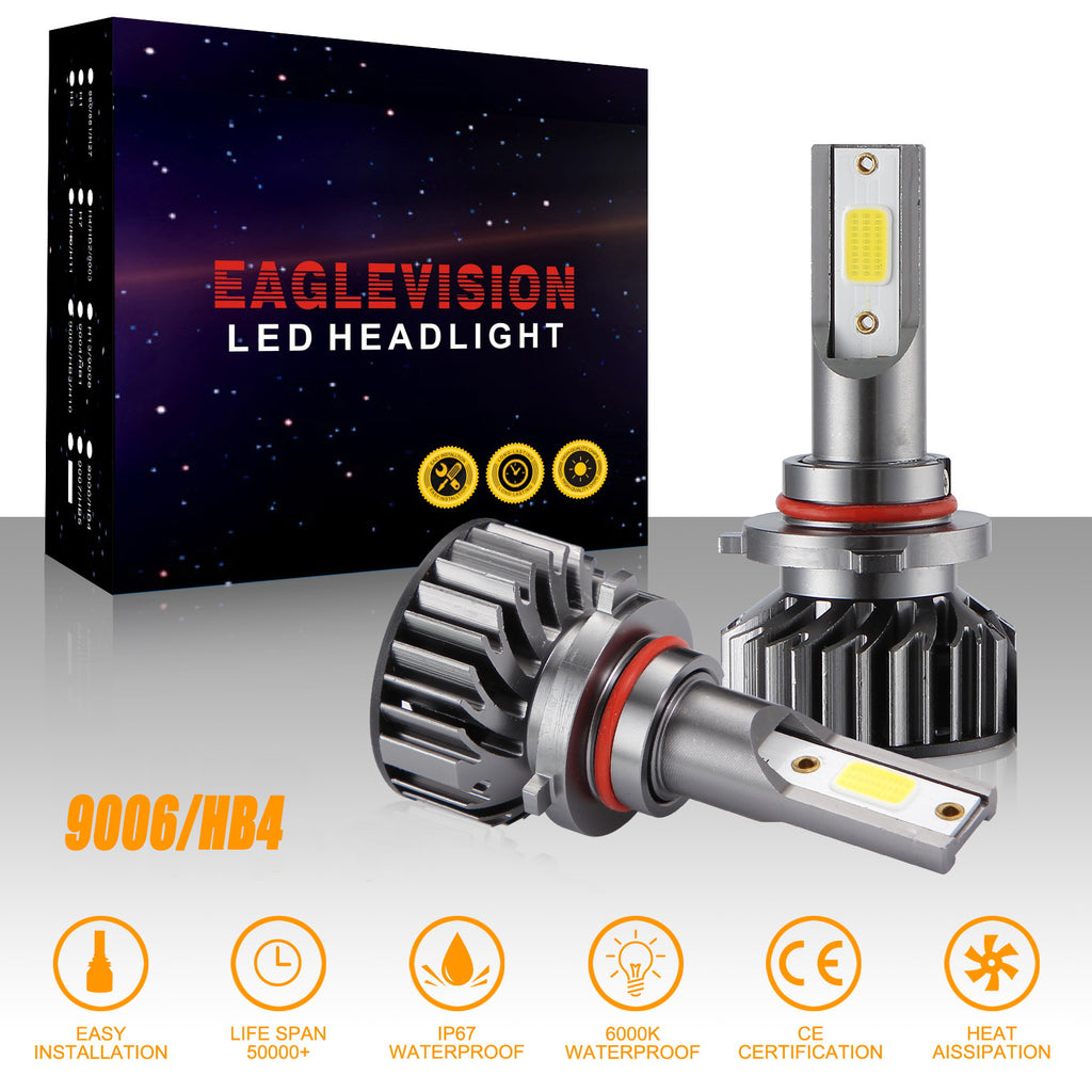 2PCS Mini Car LED Headlight Bulb H1 H7 H8/H9/H11 9005/HB3 9006/HB4 H4/HB2/9003 Hi/Lo 72W 10000LM 6000K Car Headlamp 9006/HB4