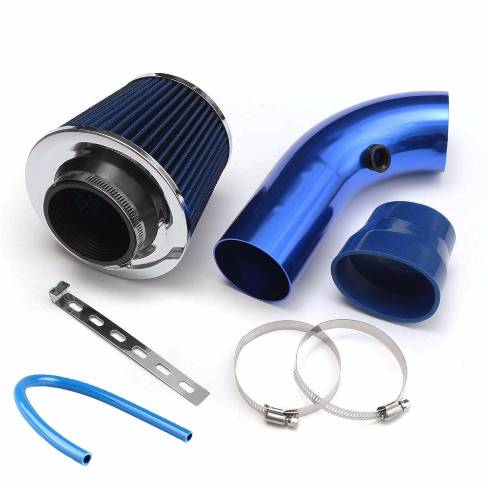 76mm/3inch Universal Car Cold Air Intake Filter Induction Pipe Hose System Kit blue