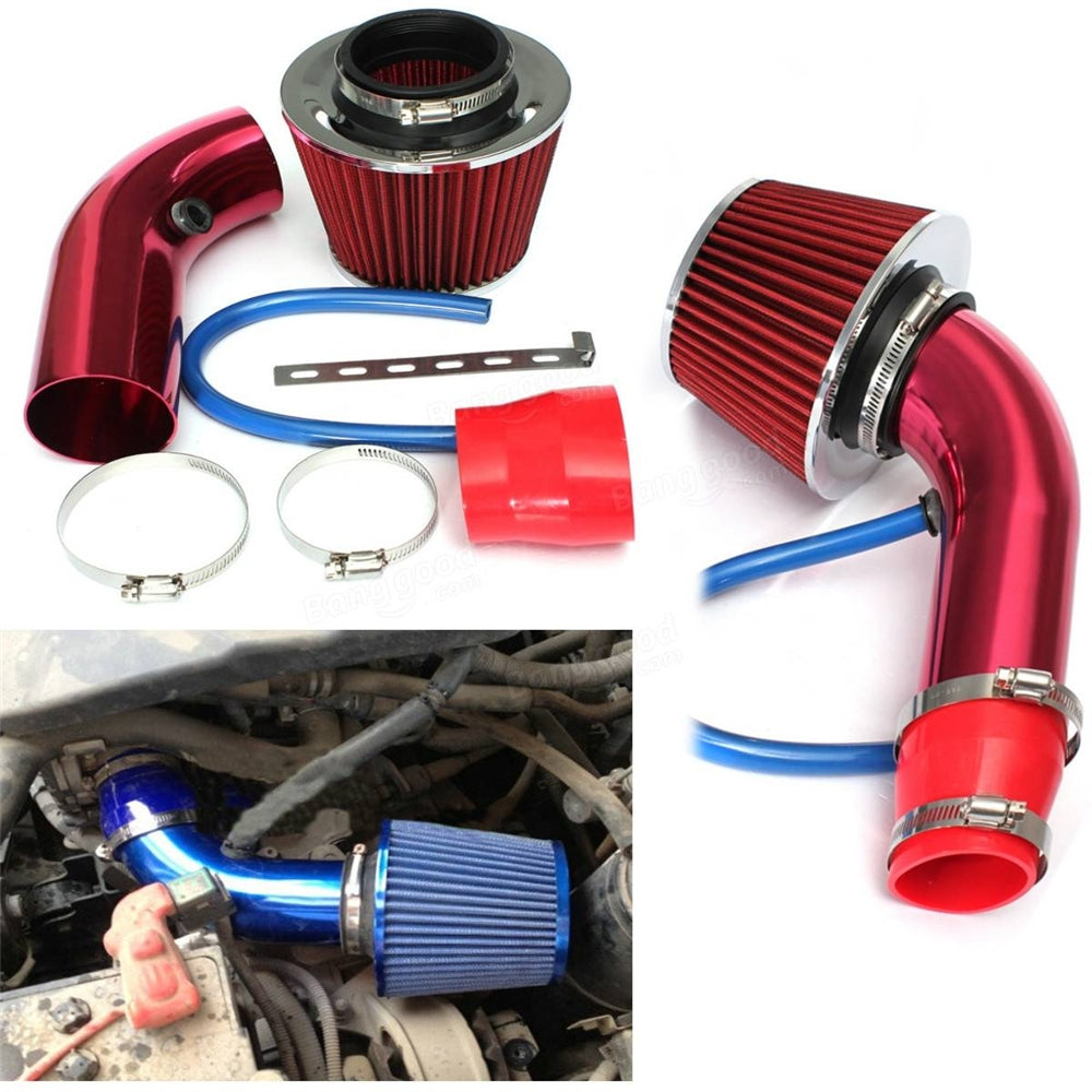 76mm/3inch Universal Car Cold Air Intake Filter Induction Pipe Hose System Kit black