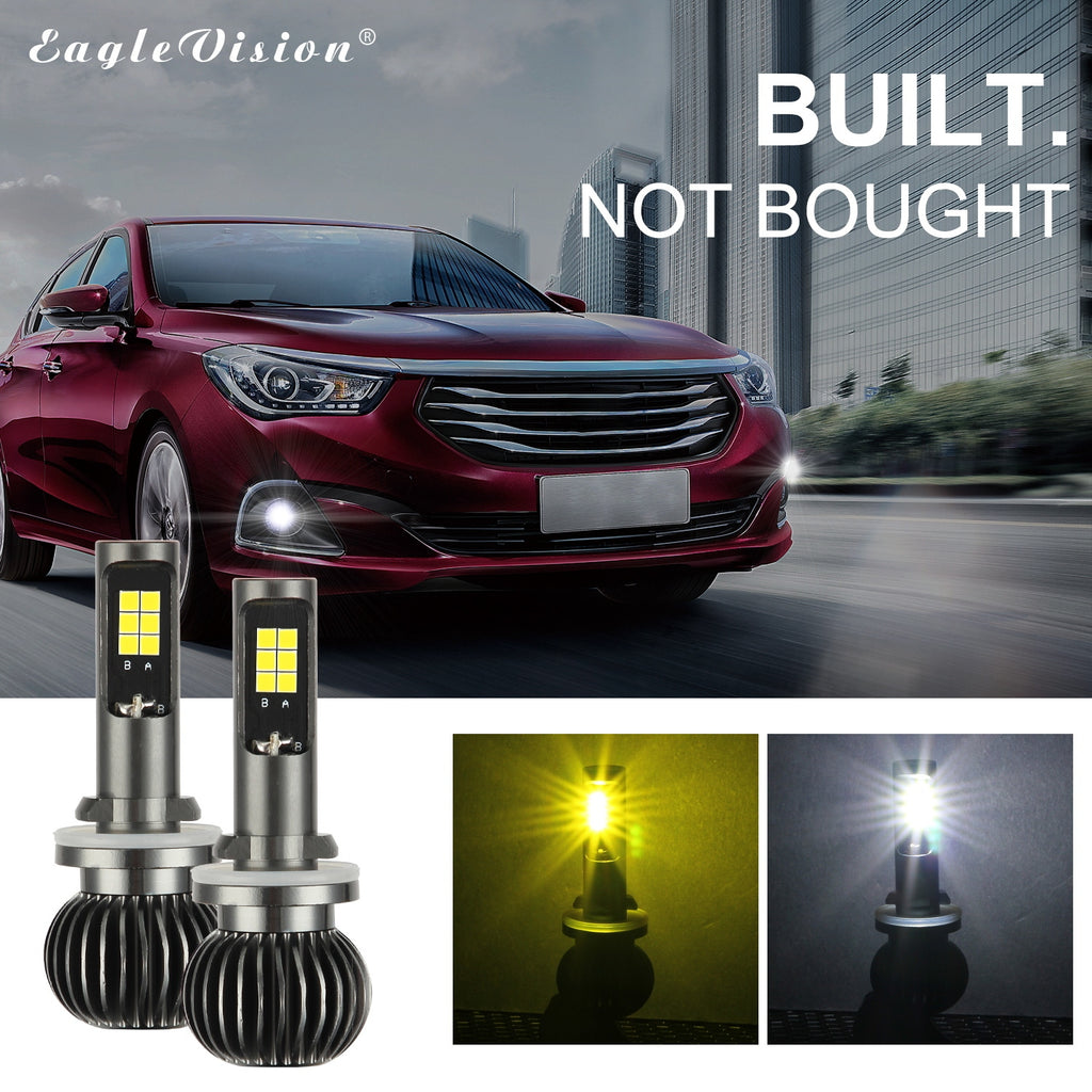 2pcs/set 880/881 9005/9006 H8/H11 5202 Dual Color Truck High Power Headlight Bulb Cool white + amber_H8/H11