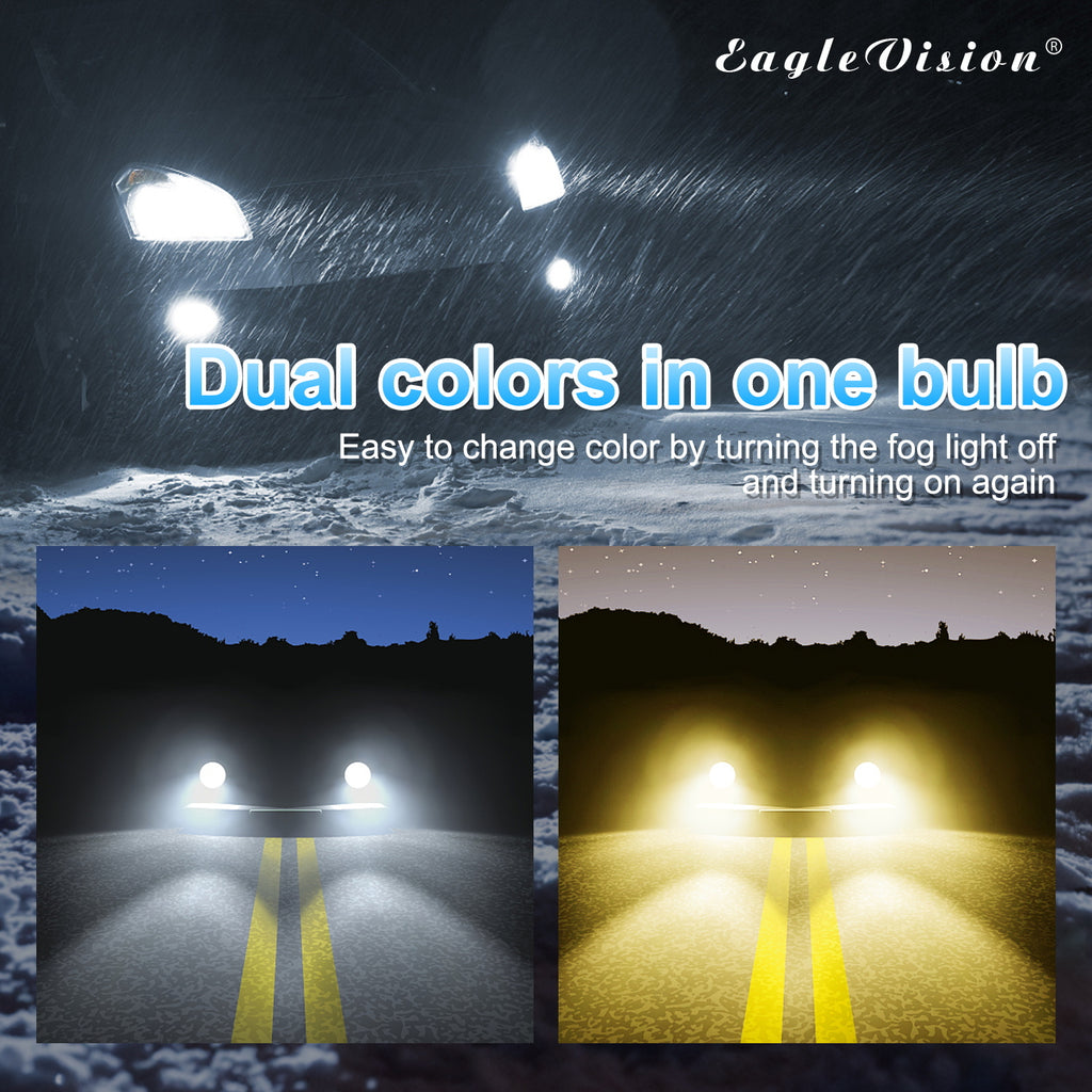 2pcs/set 880/881 9005/9006 H8/H11 5202 Dual Color Truck High Power Headlight Bulb Cool white + amber_H8/H11