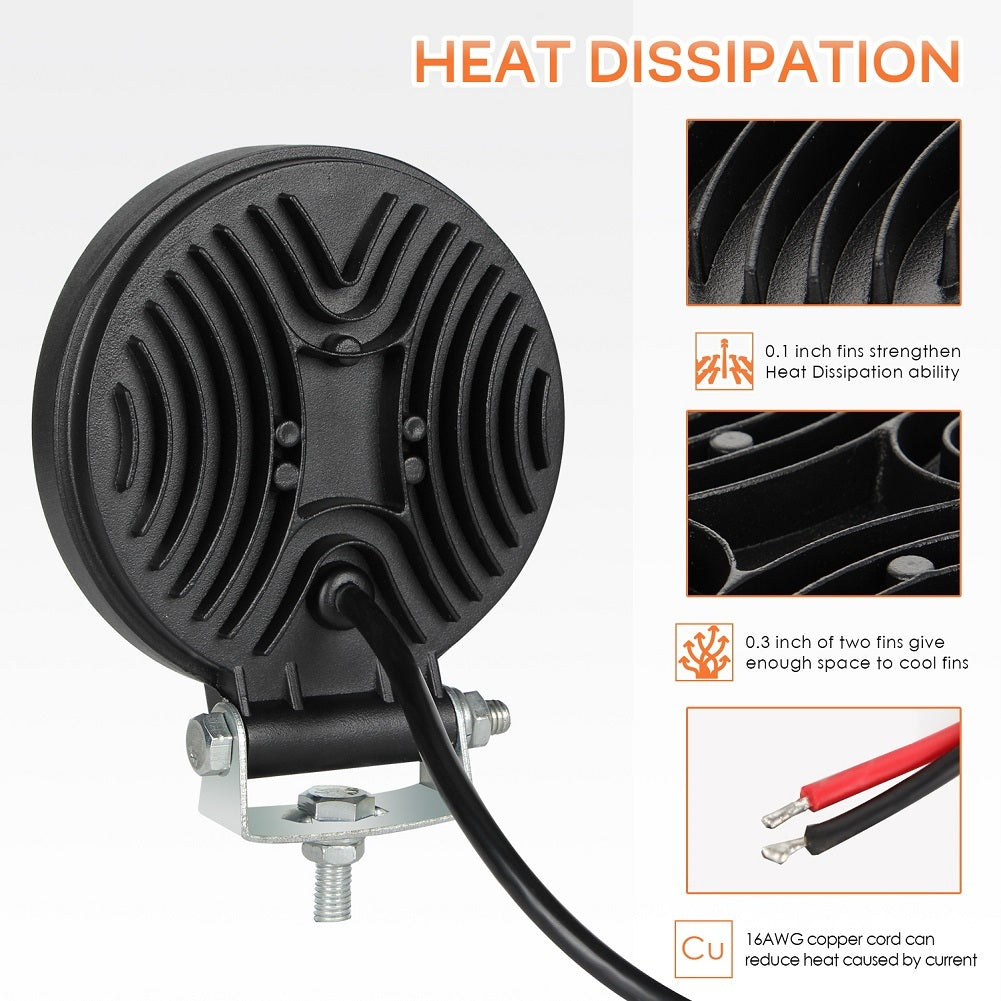 4inch Round LED Work Light 4WD SUV LED 200W 6000K Flood Spot Beams Offroad Bar Car Headlight