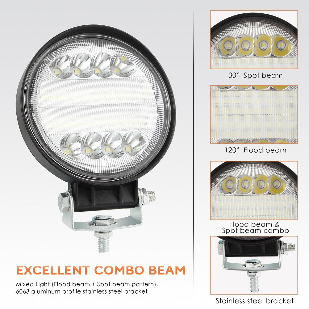 4inch Round LED Work Light 4WD SUV LED 200W 6000K Flood Spot Beams Offroad Bar Car Headlight