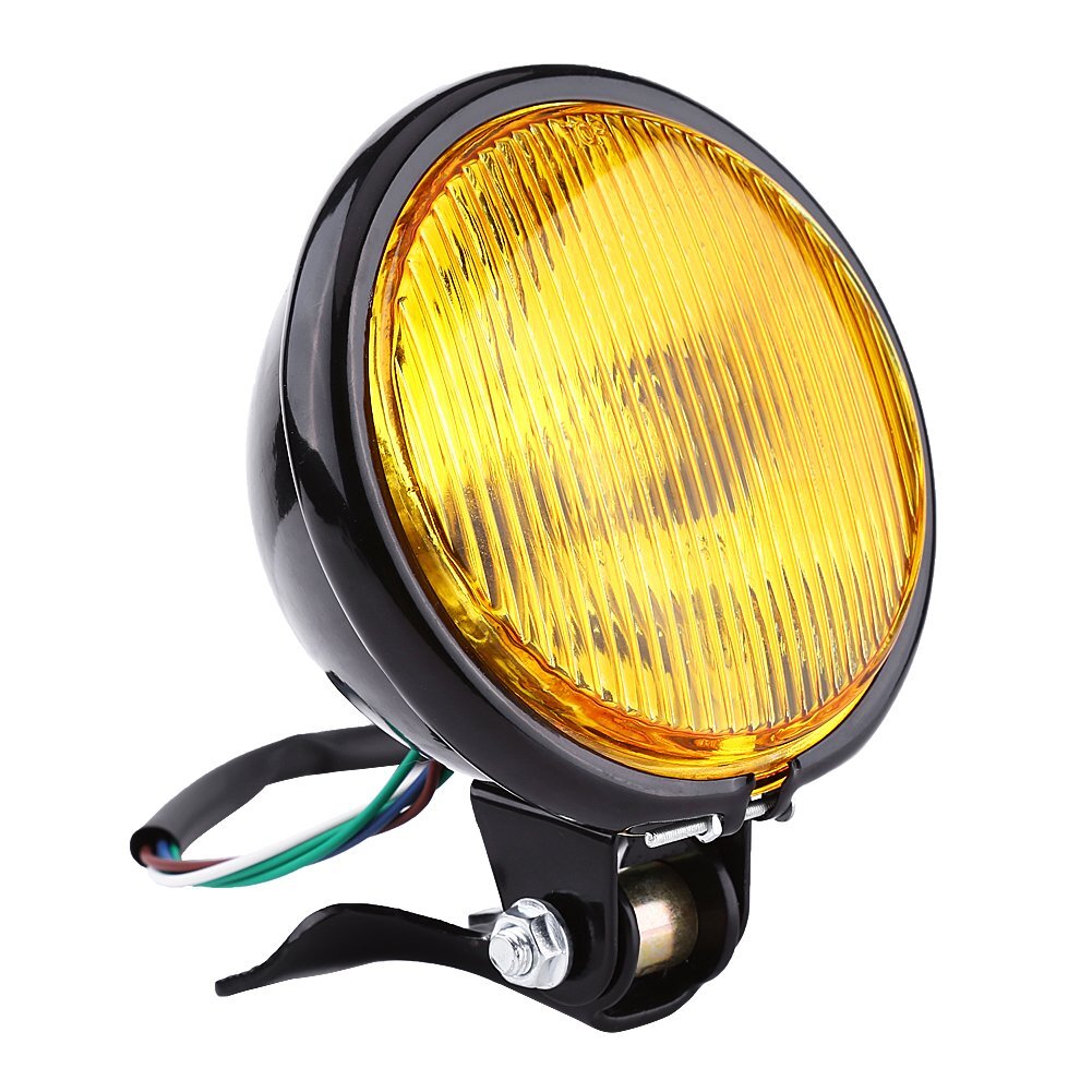 Chrome Motorcycle Headlight Yellow Cafe Racer Head Light Decorative Metal Lights Lighting Modified Motorbike Rear Light black