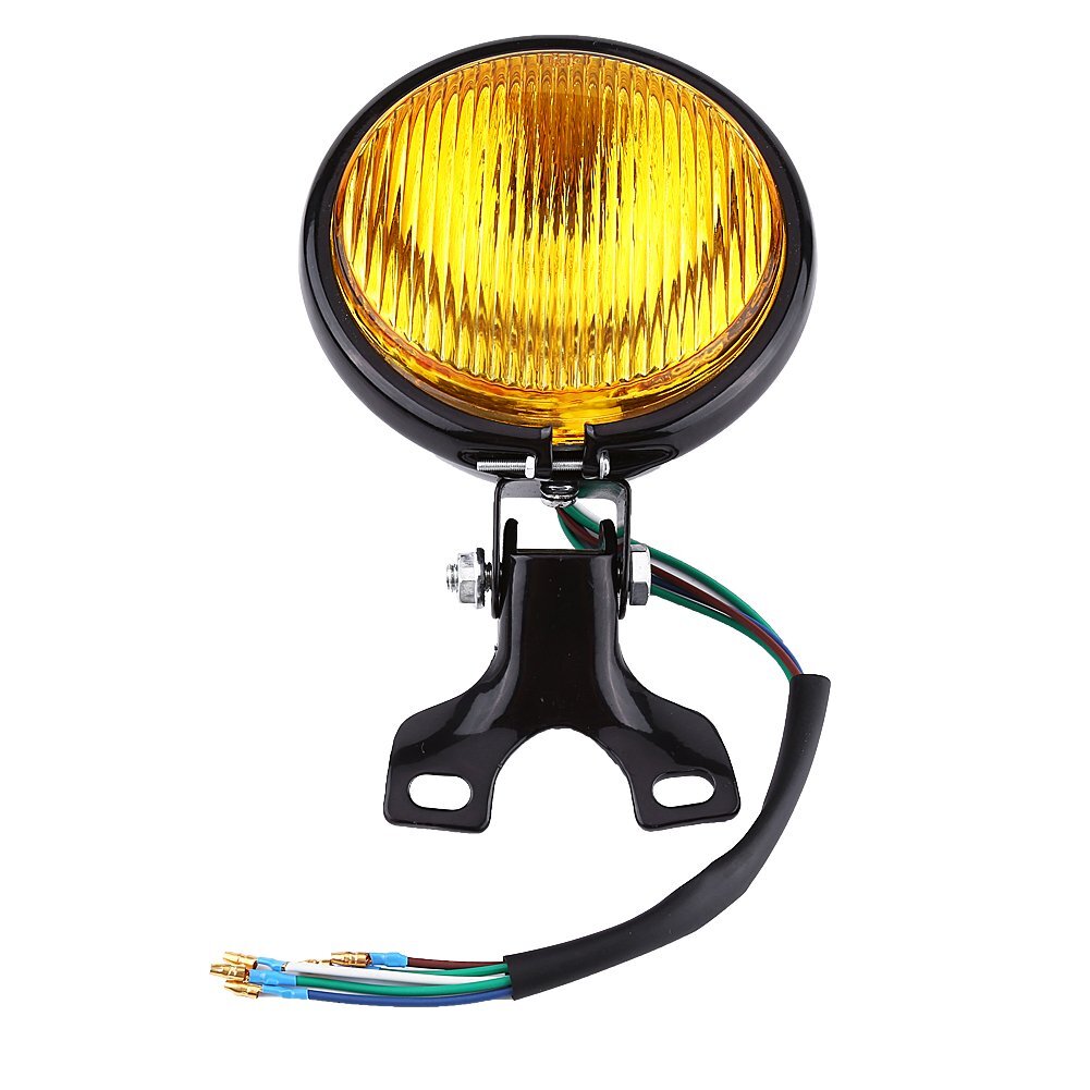 Chrome Motorcycle Headlight Yellow Cafe Racer Head Light Decorative Metal Lights Lighting Modified Motorbike Rear Light black