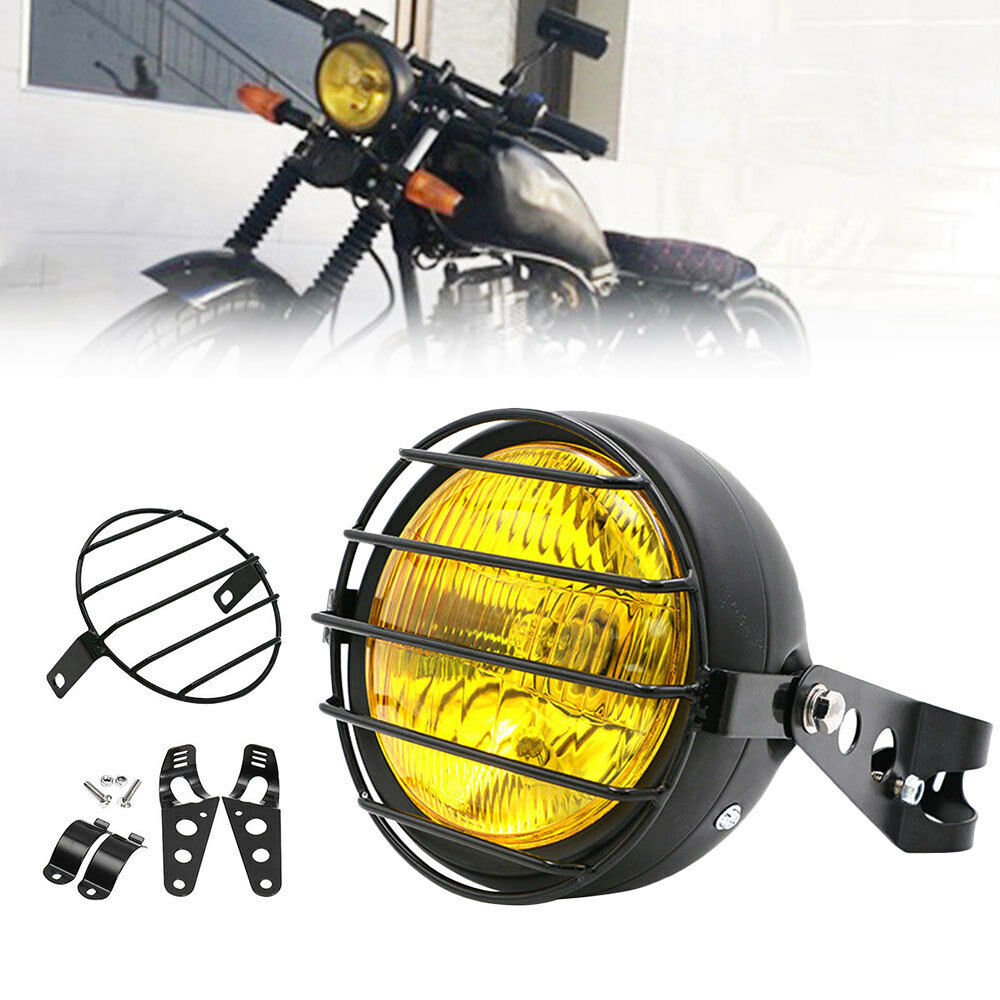 6.5 inch Retro Motorcycle Headlight Grill Side Mount Cover with Bracket
