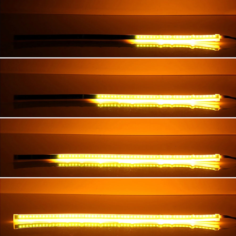 Ultrafine Cars LED Daytime Running Lights White Turn Signal Yellow Guide Strip for Headlight 45CM white yellow