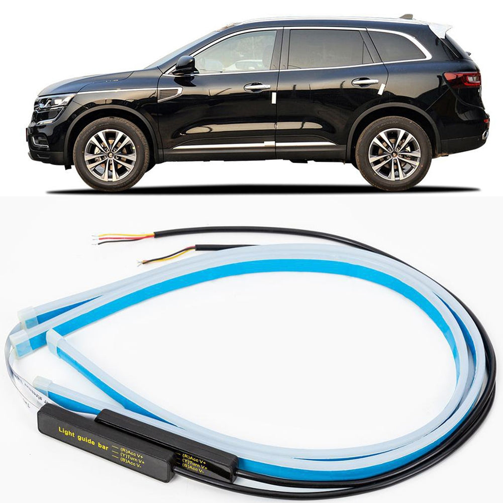 Ultrafine Cars LED Daytime Running Lights White Turn Signal Yellow Guide Strip for Headlight 45CM white yellow