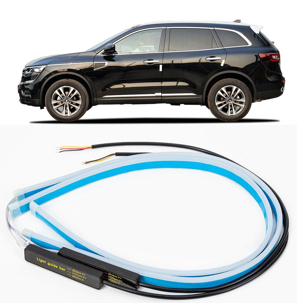 Ultrafine Cars LED Daytime Running Lights White Turn Signal Yellow Guide Strip for Headlight 45CM white yellow