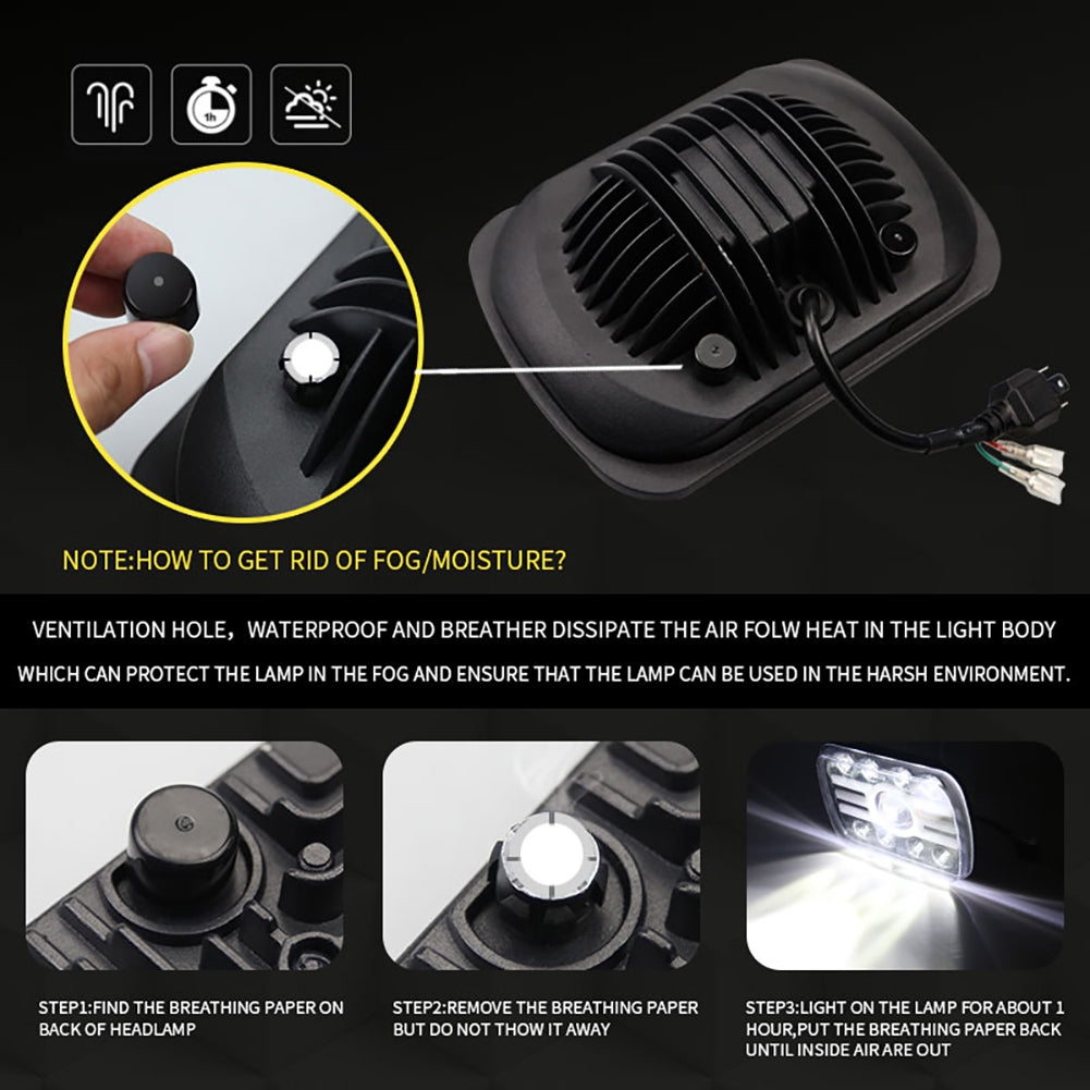 For Jeep Wrangler 500 W 30000LM 7 inch LED Headlights 5X7/7X6 Led Beam Headlamp Angel eye (8 beads with lens) H Shape Led Headlight