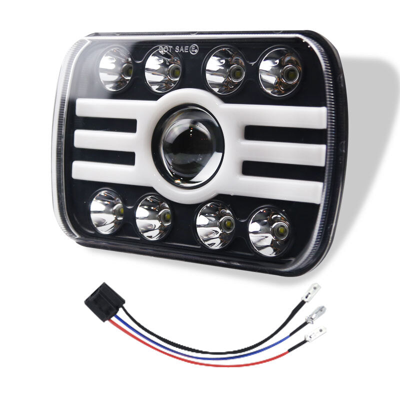For Jeep Wrangler 500 W 30000LM 7 inch LED Headlights 5X7/7X6 Led Beam Headlamp Angel eye (8 beads with lens) H Shape Led Headlight