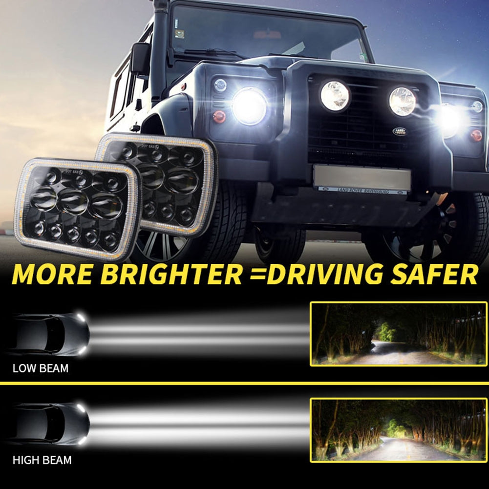 For Jeep Wrangler 500 W 30000LM 7 inch LED Headlights 5X7/7X6 Led Beam Headlamp Led Headlight Angel eyes (three eyes eight beads) with halo