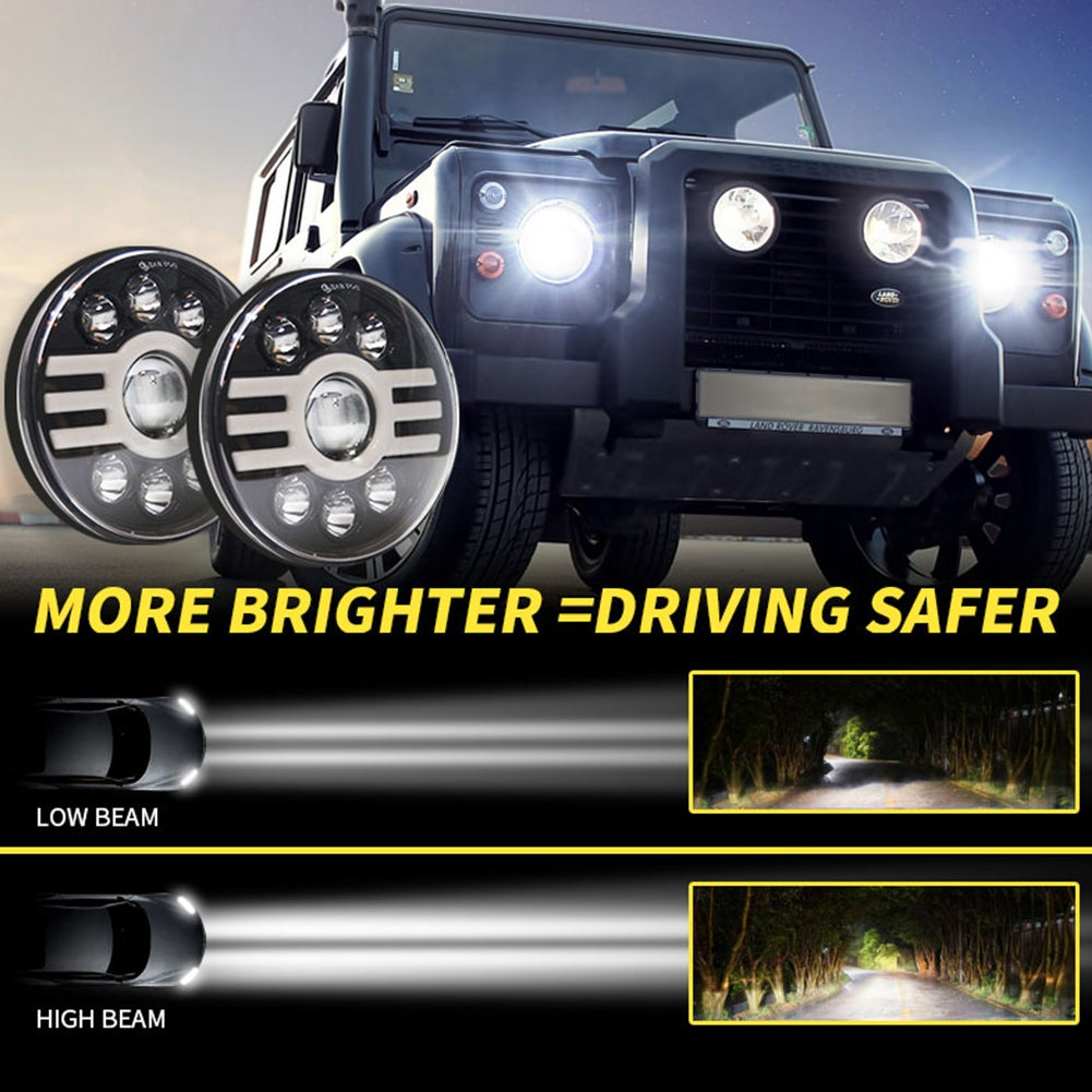 500 W 30000LM 7 inch LED Yellow and White Halo Angel Eye Headlights For Jeep Wrangler Led Beam Headlamp H4/H13 (six beads with lens) H type Led Headlight
