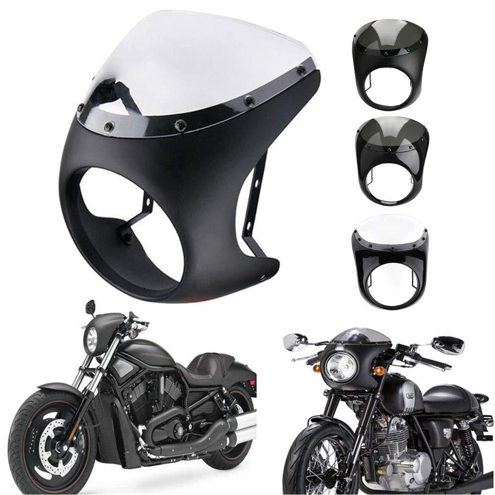 Universal 7" Headlight Handlebar Fairing Windshield Cafe Racer For  Dyna Sportster 1200 883 FLHT Bobber Touring Matte black