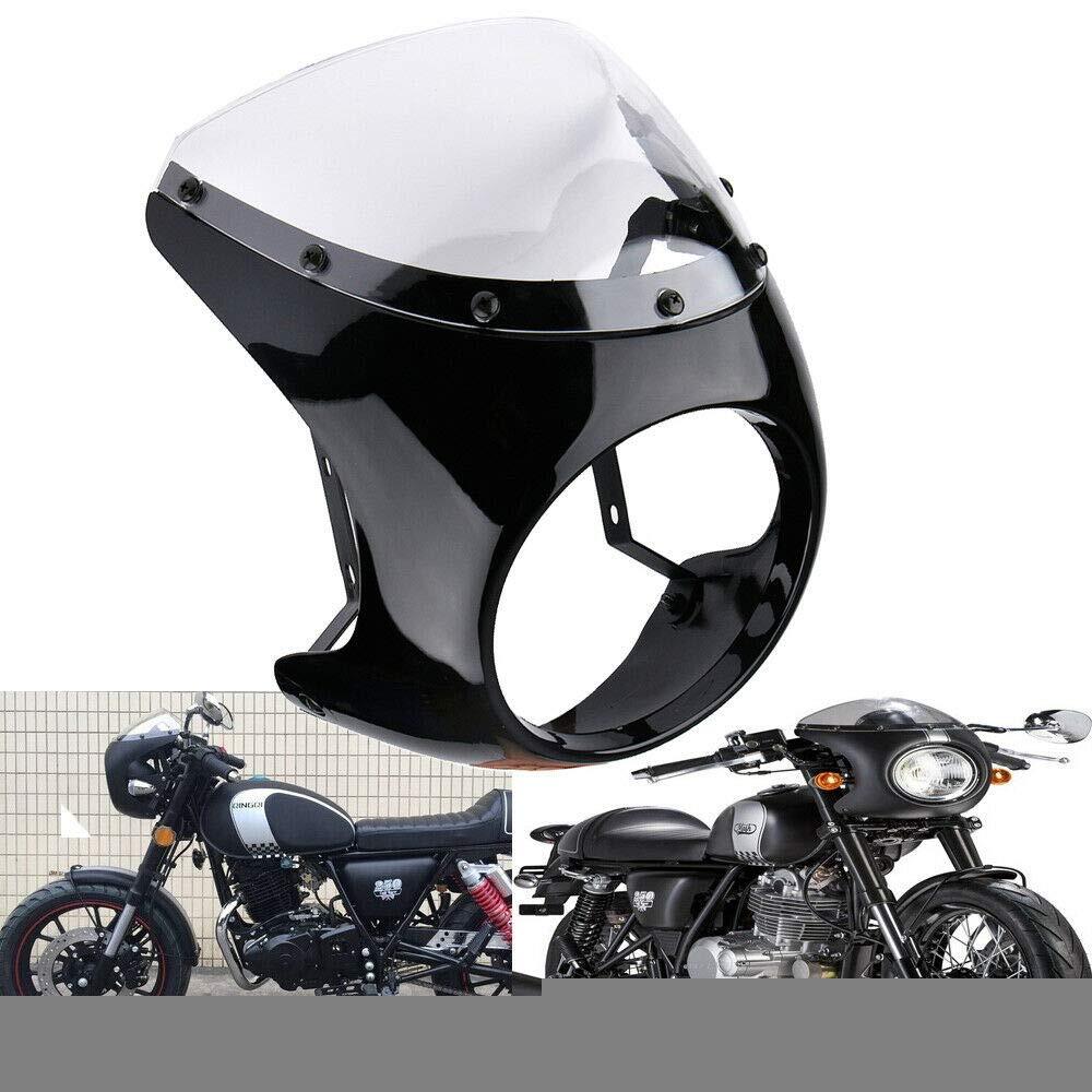 Universal 7" Headlight Handlebar Fairing Windshield Cafe Racer For  Dyna Sportster 1200 883 FLHT Bobber Touring Bright black