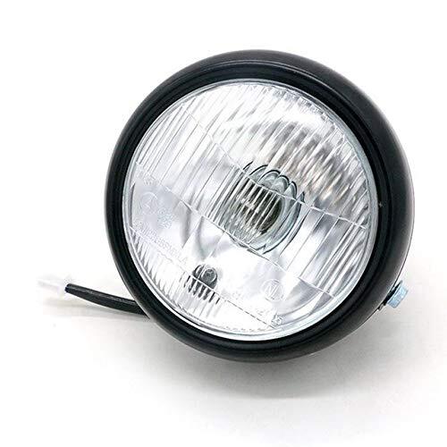 6.5"  DC 12V Motorbike Vintage Head Lamp Scooter Round Spotlight Motor Front Lights Universal Motorcycle Refit Headlight with Brackets black