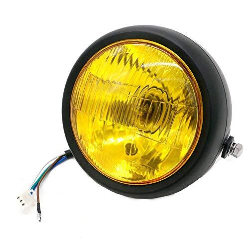 6.5"  DC 12V Motorbike Vintage Head Lamp Scooter Round Spotlight Motor Front Lights Universal Motorcycle Refit Headlight with Brackets black