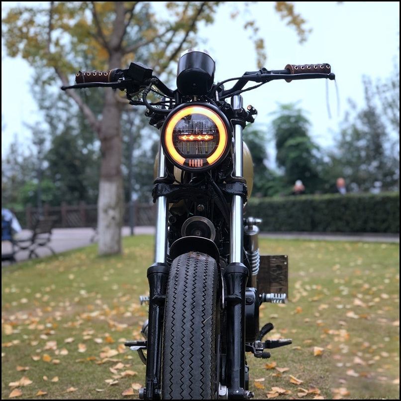 6.5Inches Metal LED Retro Motorcycle Headlight Universal Cafe Racer Vintage Motorcycle LED Headlamp White light