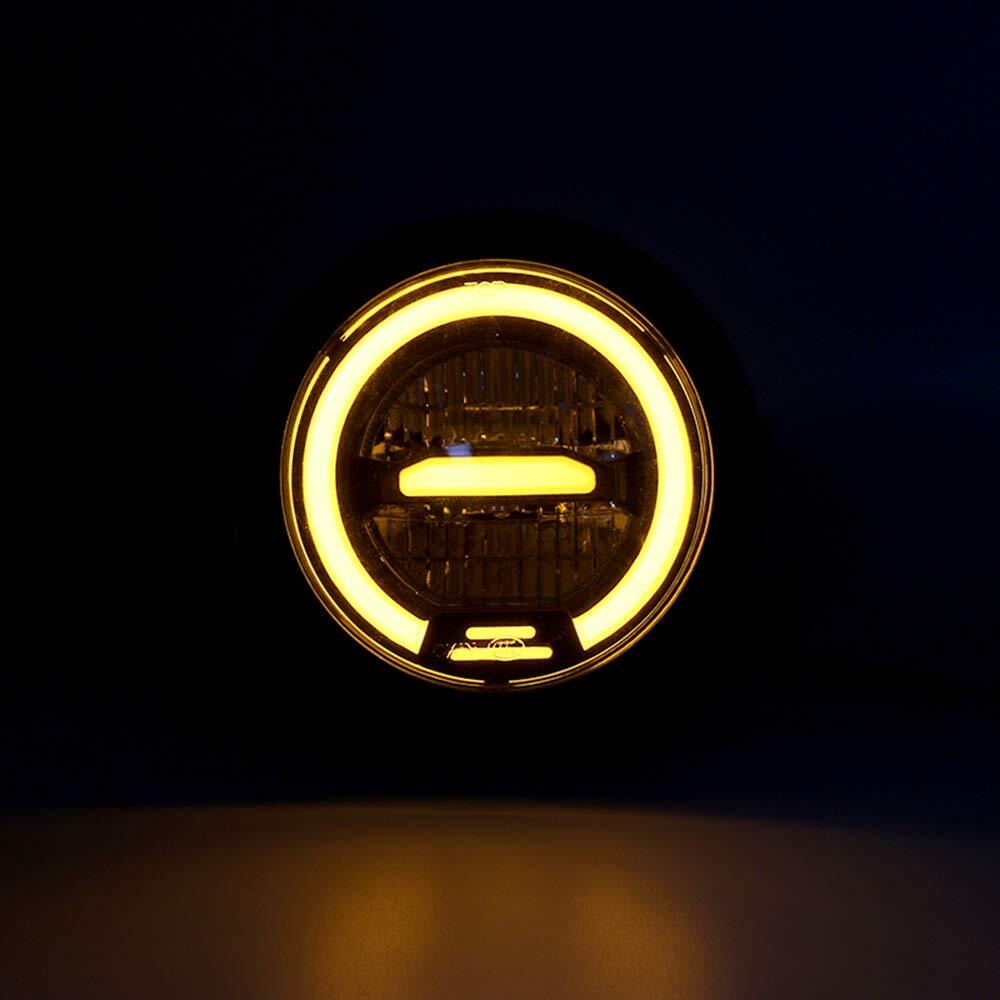 6.5Inches Metal LED Retro Motorcycle Headlight Universal Cafe Racer Vintage Motorcycle LED Headlamp Yellow light