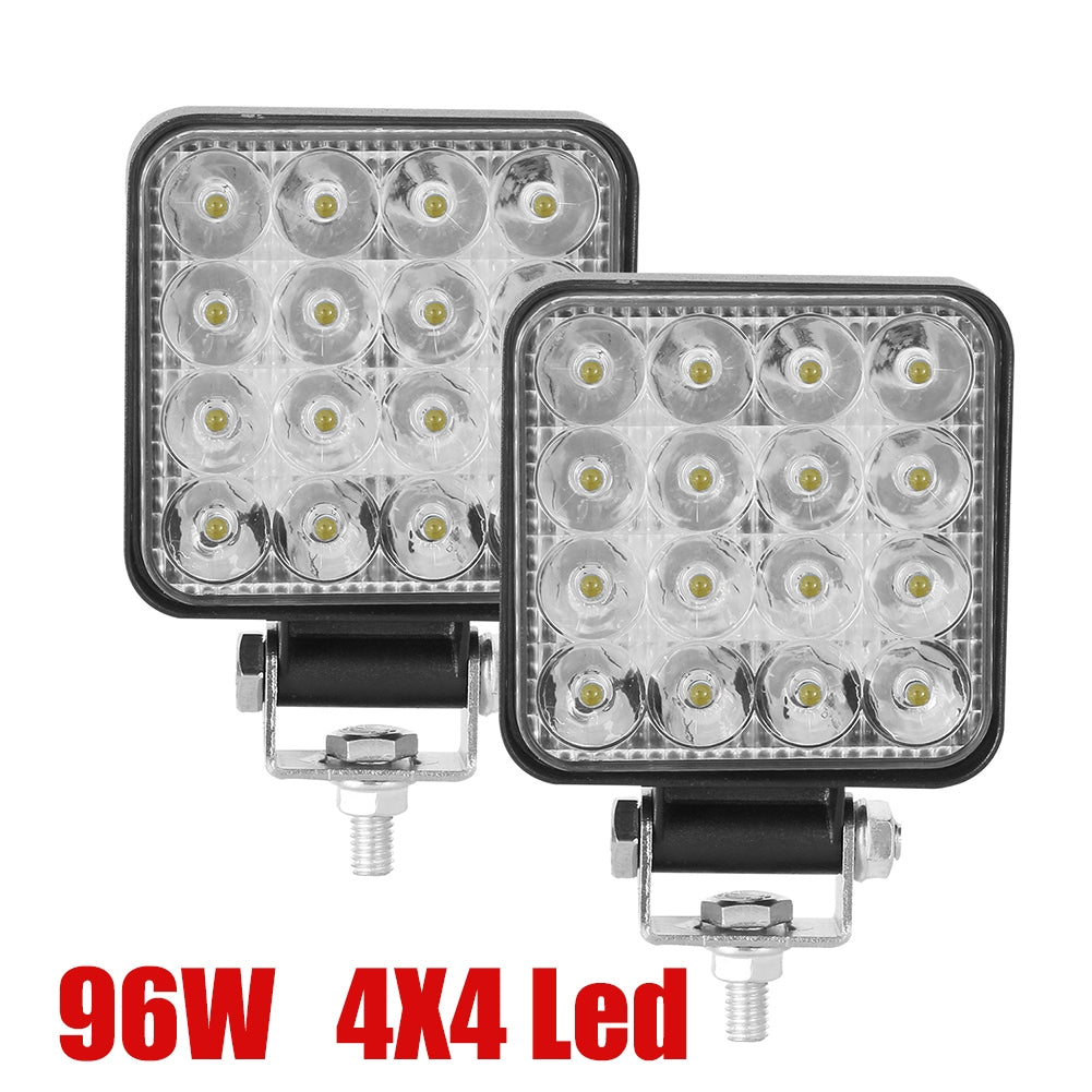 2pcs 10-30v 6000k 96w LED Bar Worklight 3inch Offroad Work Light Interior Led 4x4 Led Tractor Headlight Spotlight For Truck