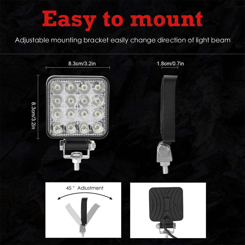 2pcs 10-30v 6000k 96w LED Bar Worklight 3inch Offroad Work Light Interior Led 4x4 Led Tractor Headlight Spotlight For Truck