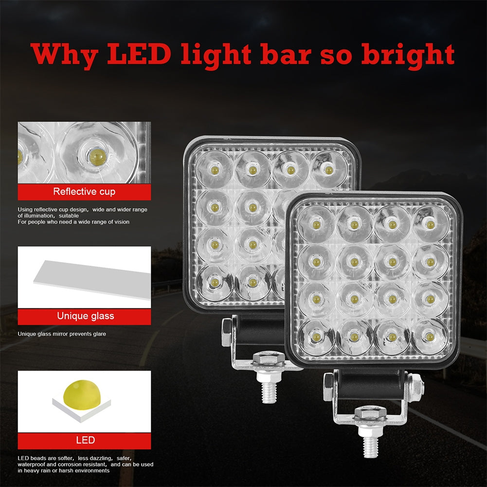 2pcs 10-30v 6000k 96w LED Bar Worklight 3inch Offroad Work Light Interior Led 4x4 Led Tractor Headlight Spotlight For Truck