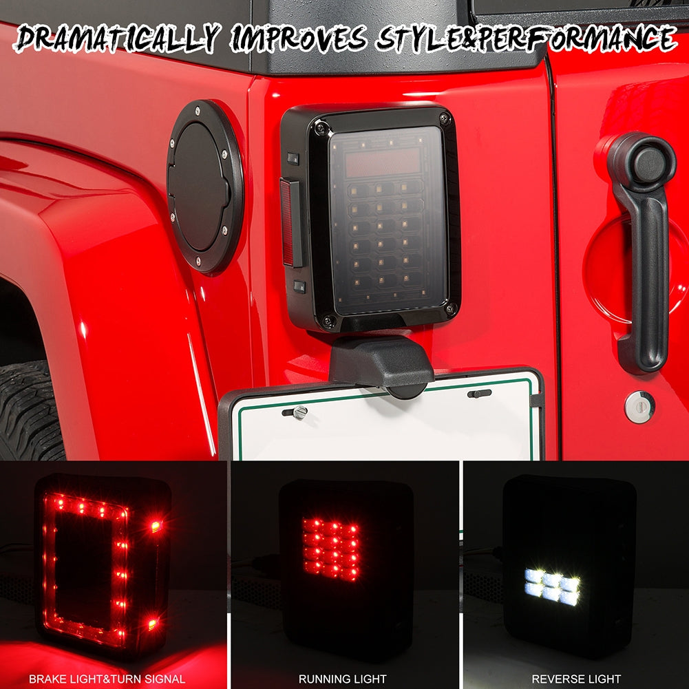 For JEEP Wrangler JK 07-17 Car LED Reverse Brake Taillights Assembly As shown