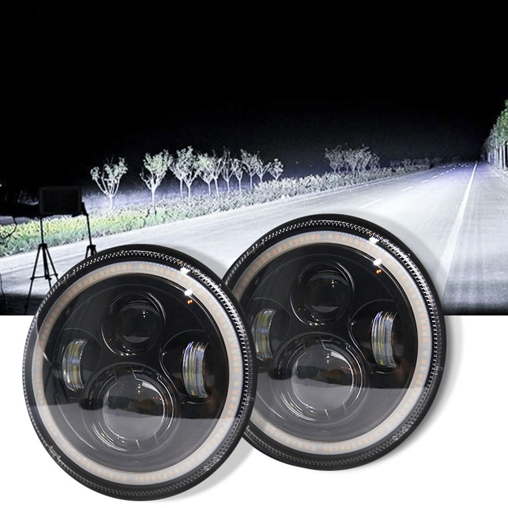 7 INCH 140W  LED Headlights Halo Angle Eye For Jeep Wrangler CJ JK LJ 97-17