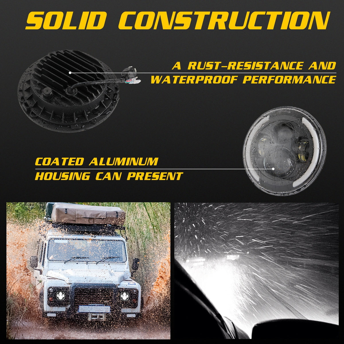 7 INCH 200W LED Headlights 6000K+3000K Halo Angle Eye For Jeep Wrangler CJ JK LJ 97-17