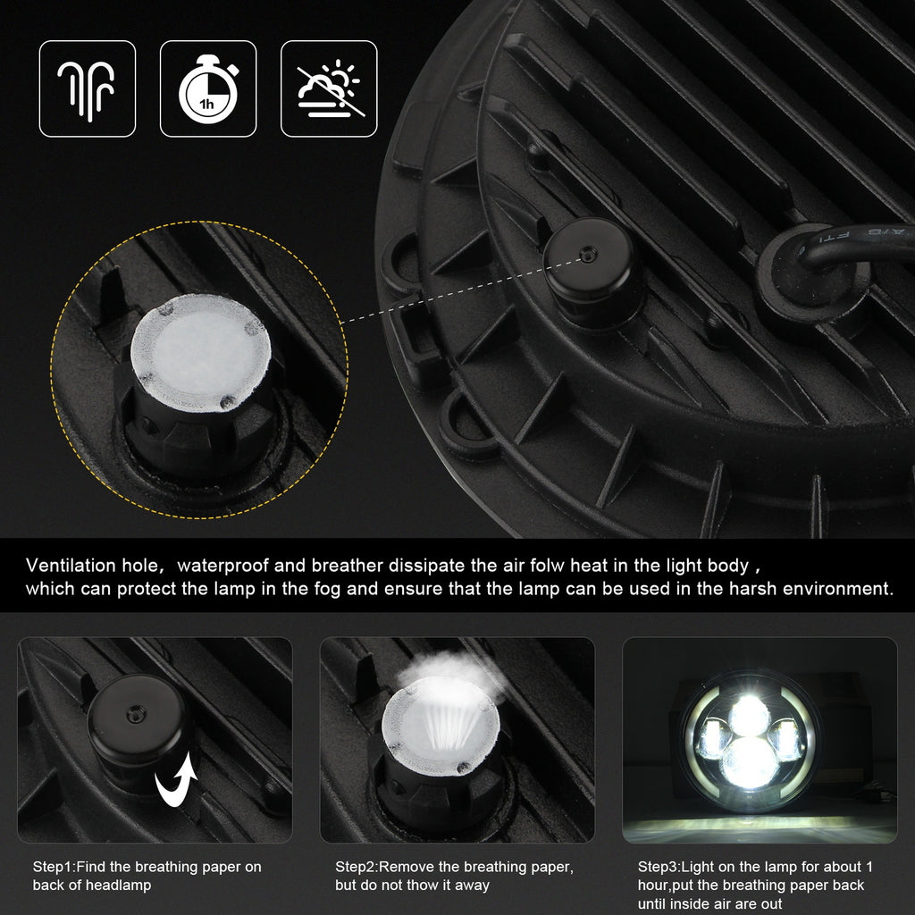 7 INCH 200W LED Headlights 6000K+3000K Halo Angle Eye For Jeep Wrangler CJ JK LJ 97-17