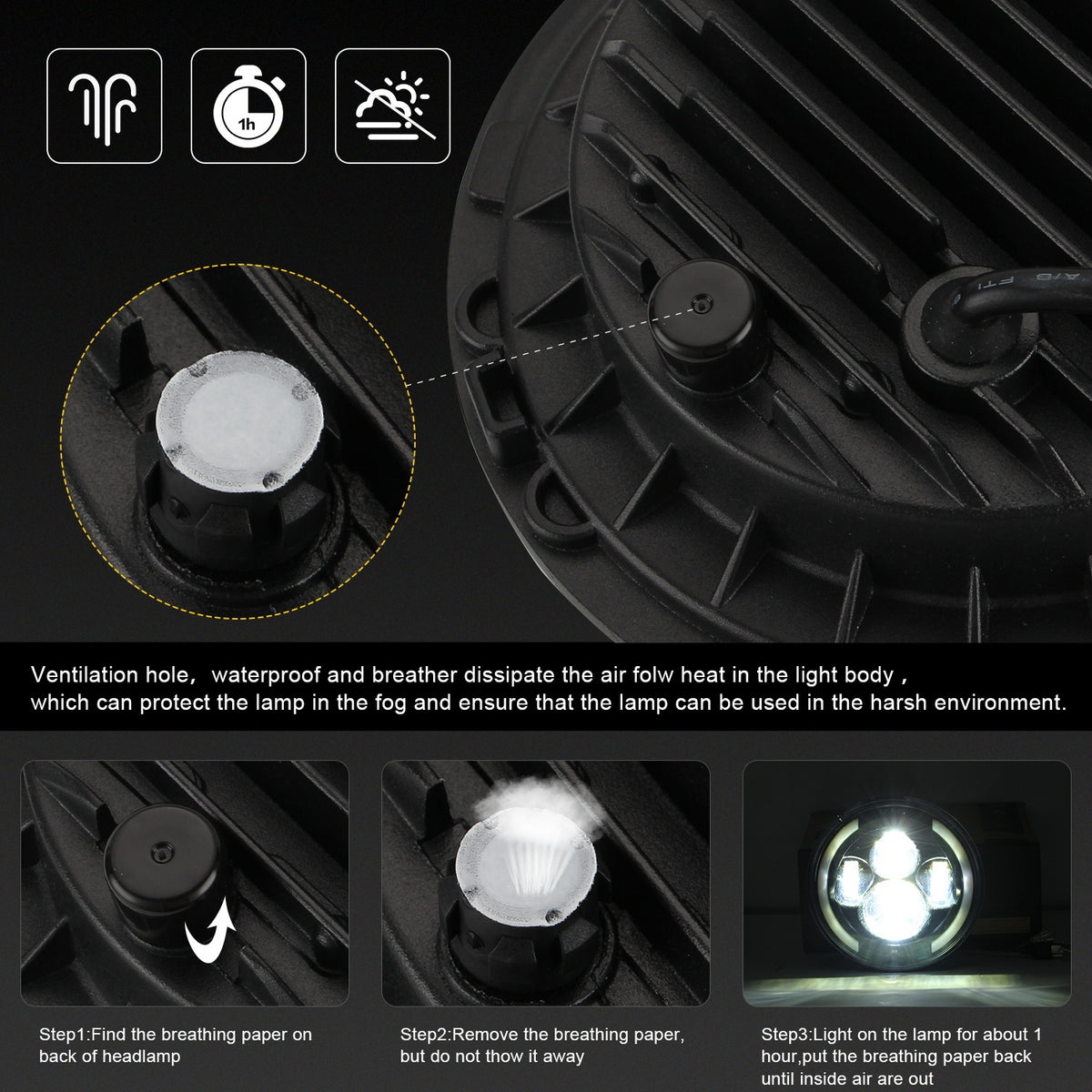 7 INCH 200W LED Headlights 6000K+3000K Halo Angle Eye For Jeep Wrangler CJ JK LJ 97-17